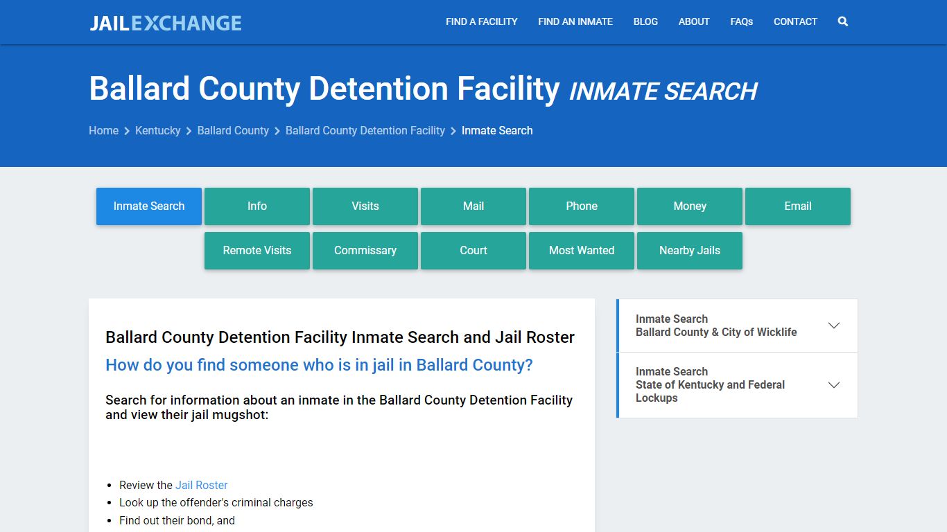 Ballard County Detention Facility Inmate Search - Jail Exchange